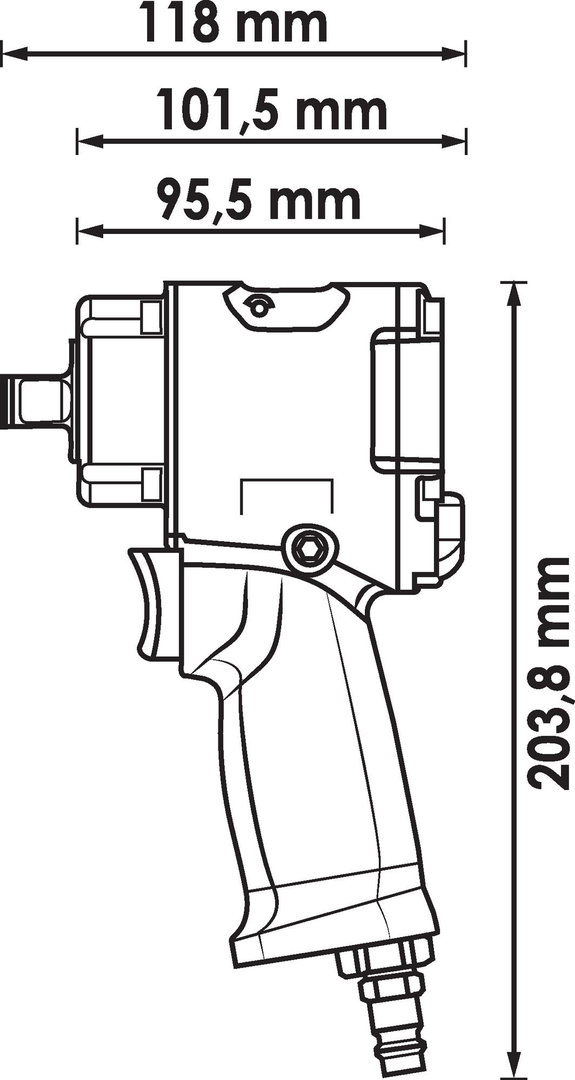 Vigor V5671 1/2" Schlagschrauber Mini 1000 Nm + V5931 Steckschlüssel-Einsatz SW 19 mm, 150 mm lang
