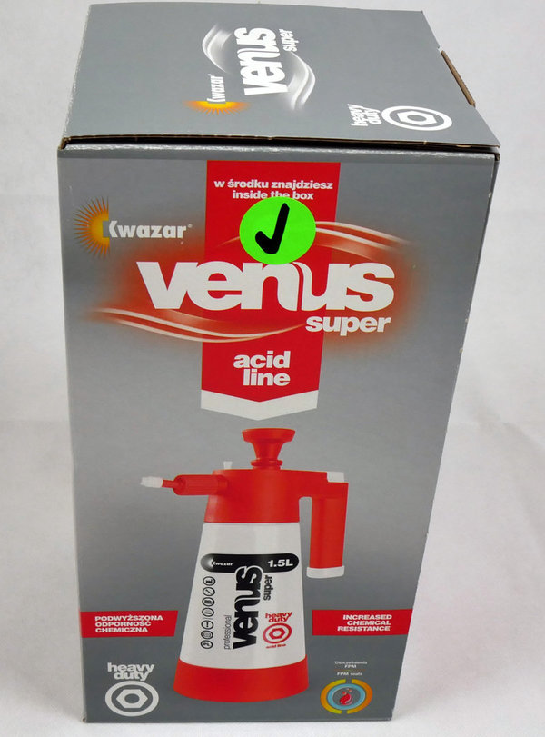 Kwazar Venus PRO+ HD ACID Pumpsprüher 1,5 Liter (für Säure geeignet)