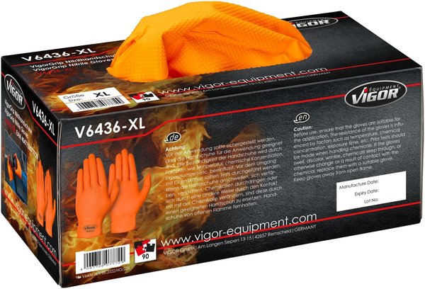 Vigor V6436-L Nitril-Handschuhe Grip Arbeitshandschuhe Größe 9, 100 Stück